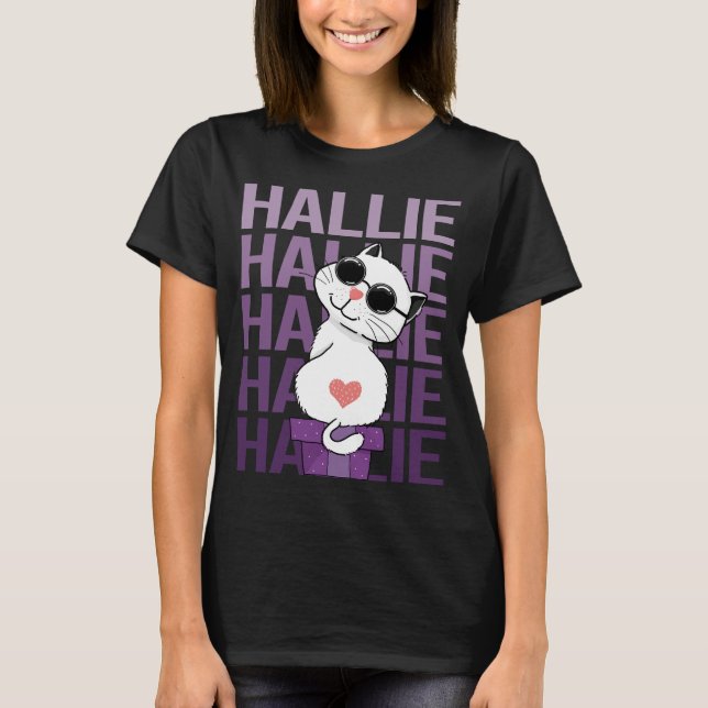 Lovely Cat - Hallie Name T-Shirt (Front)