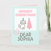 Lovely Cat in a Hat&Tree Happy Christmas Pastel