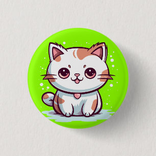 Lovely Cat Kawaii Style Clipart 3 Cm Round Badge