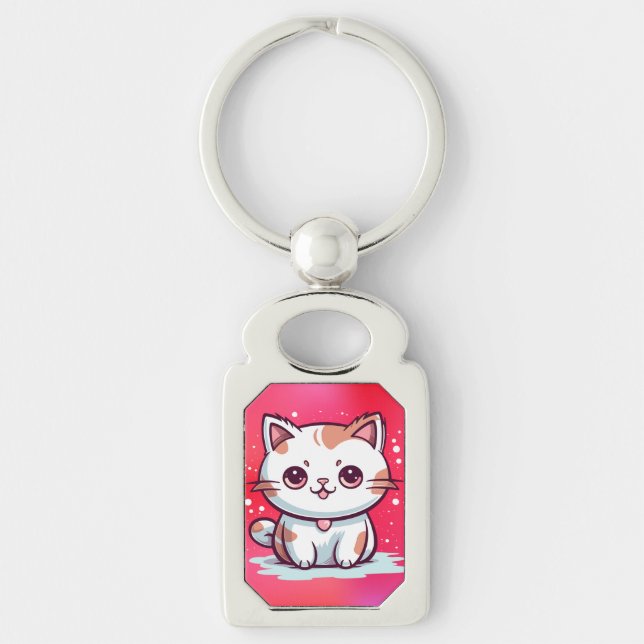 Lovely Cat Kawaii Style Clipart-47758 Key Ring (Front)