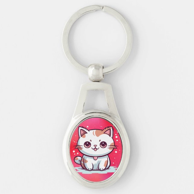 Lovely Cat Kawaii Style Clipart-47758 Key Ring (Front)