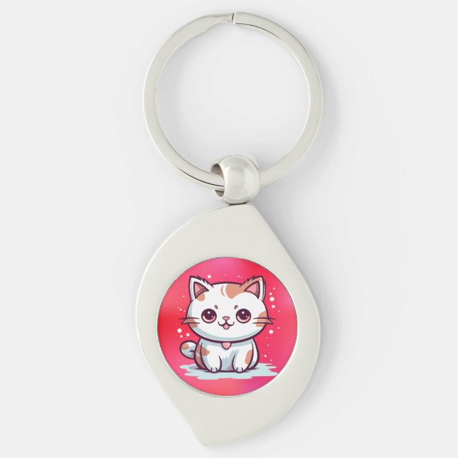 Lovely Cat Kawaii Style Clipart-47758 Key Ring (Front)
