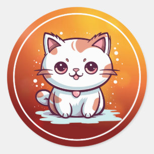 Lovely Cat Kawaii Style Clipart Classic Round Sticker