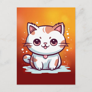 Lovely Cat Kawaii Style Clipart Holiday Postcard
