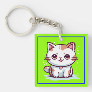 Lovely Cat Kawaii Style Clipart Key Ring