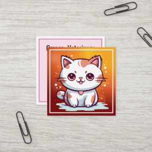 Lovely Cat Kawaii Style Clipart Square Business Card