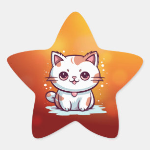 Lovely Cat Kawaii Style Clipart Star Sticker