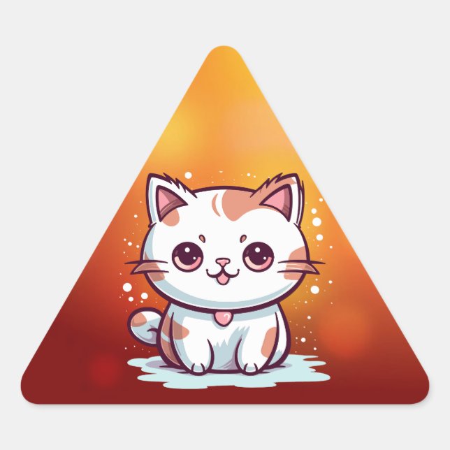 Lovely Cat Kawaii Style Clipart Triangle Sticker (Front)