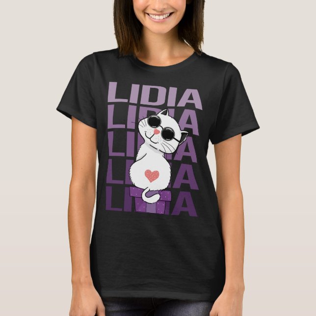 Lovely Cat - Lidia Name T-Shirt (Front)