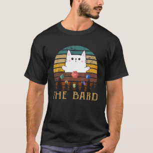 Lovely Cat Playing Bard Dungeons Vintage Arts T-Shirt