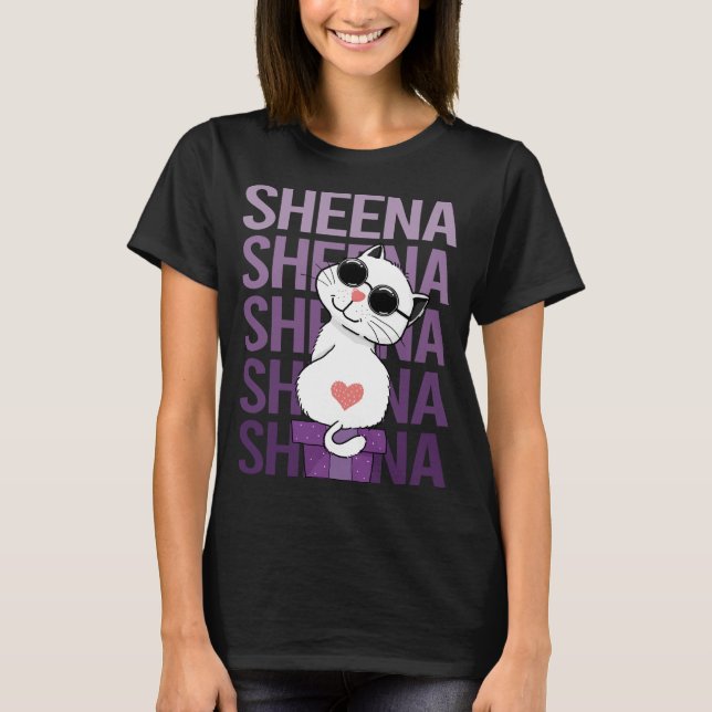Lovely Cat - Sheena Name T-Shirt (Front)