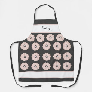 Lovely Charcoal Grey and Pink Floral Apron