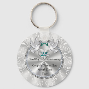 Lovely Cheap 25th Wedding Anniversary Party Favour Key Ring