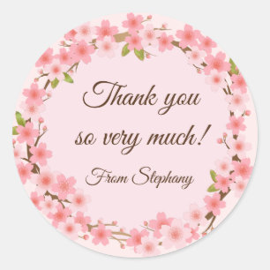 Lovely Cherry Blossoms Wreath Thank you Stickers