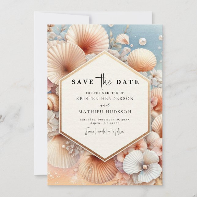 Lovely Chic Beach Wedding Save The Date (Front)