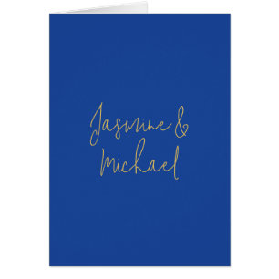 Lovely Chic Calligraphy Couple Names Blue & Gold