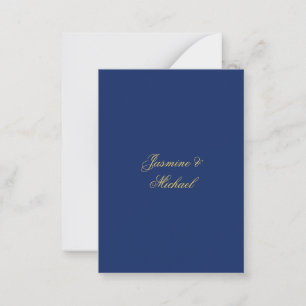 Lovely Chic Calligraphy Couple Names Blue & Gold Card