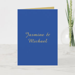 Lovely Chic Calligraphy Couple Names Blue & Gold Card