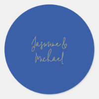 Lovely Chic Calligraphy Couple Names Blue & Gold