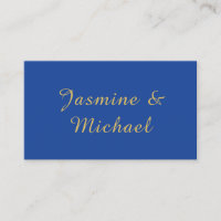 Lovely Chic Calligraphy Couple Names Blue & Gold