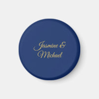 Lovely Chic Calligraphy Couple Names Blue & Gold