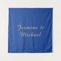 Lovely Chic Calligraphy Couple Names Blue & Gold