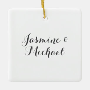 Lovely Chic Calligraphy Couple Names Ceramic Ornament