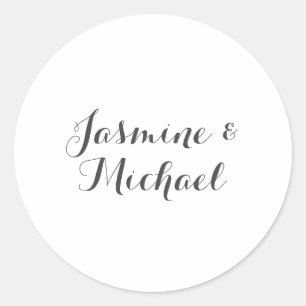 Lovely Chic Calligraphy Couple Names  Classic Round Sticker