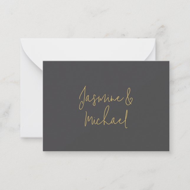 Lovely Chic Calligraphy Couple Names Grey & Gold Card (Front)