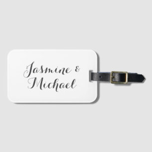 Lovely Chic Calligraphy Couple Names  Luggage Tag