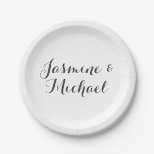 Lovely Chic Calligraphy Couple Names Paper Plate