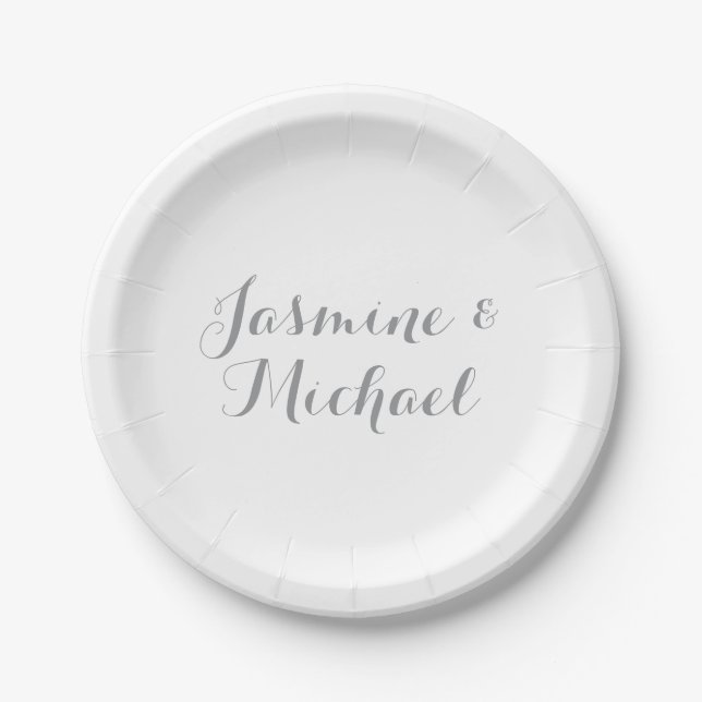 Lovely Chic Calligraphy Couple Names  Paper Plate (Front)