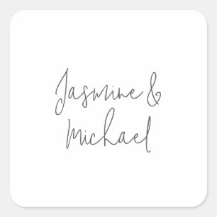 Lovely Chic Calligraphy Couple Names Square Sticker