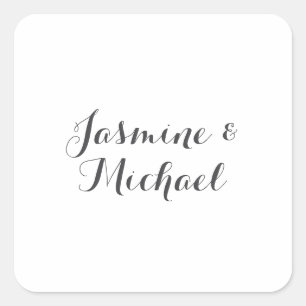 Lovely Chic Calligraphy Couple Names Square Sticker