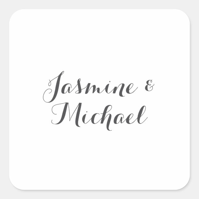 Lovely Chic Calligraphy Couple Names  Square Sticker (Front)