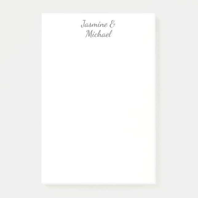 Lovely Chic Calligraphy Couple Names Wedding Post-it Notes (Front)