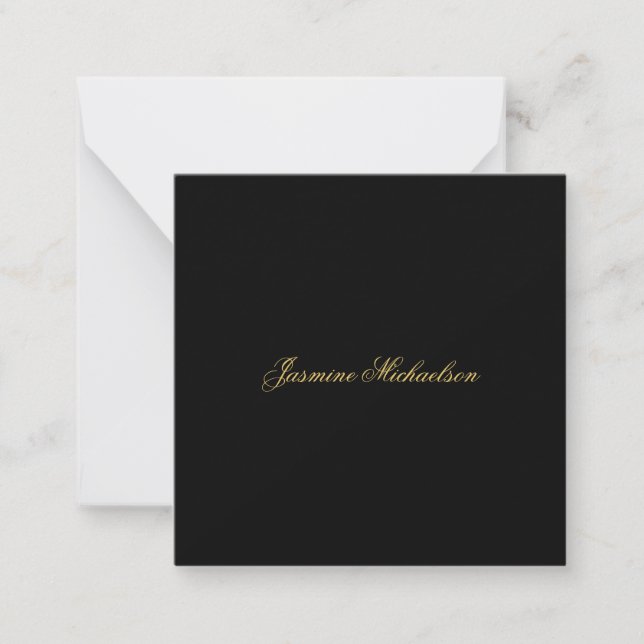 Lovely Chic Calligraphy Name Black & Gold Card (Front)