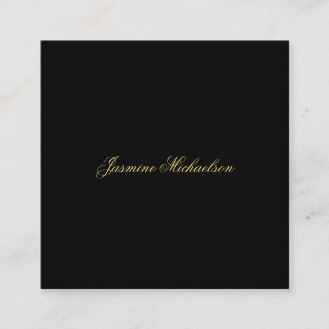 Lovely Chic Calligraphy Name Black & Gold Enclosure Card (Front)