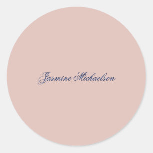 Lovely Chic Calligraphy Name Rose Gold Colour Classic Round Sticker