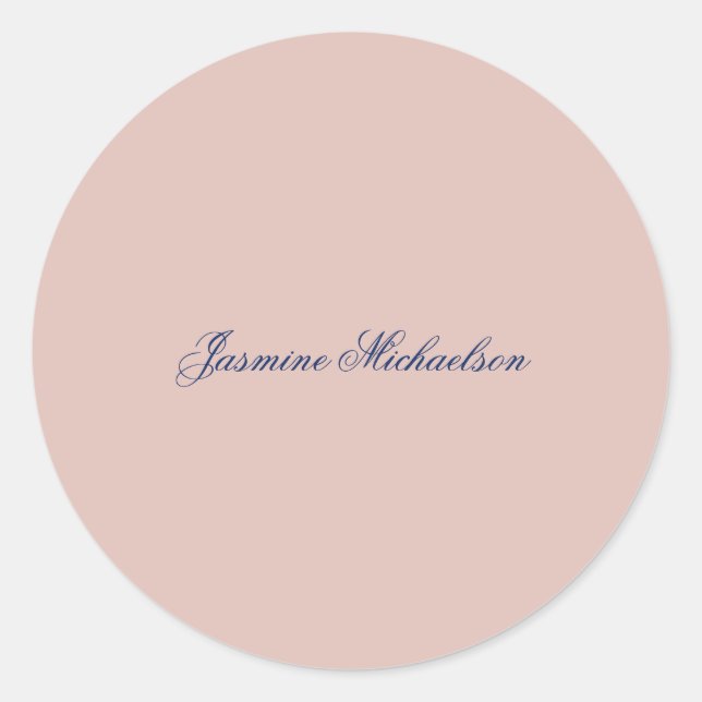 Lovely Chic Calligraphy Name Rose Gold Colour Classic Round Sticker (Front)