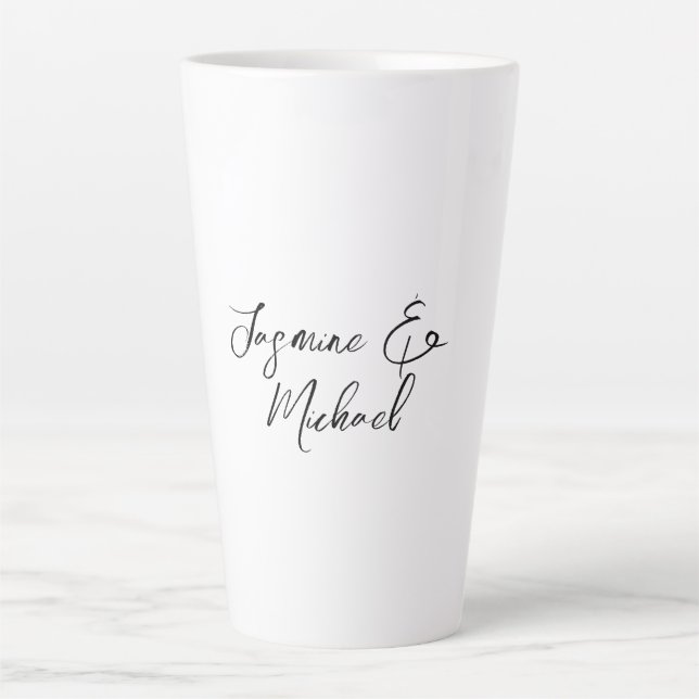 Lovely Chic Calligraphy Names Weddings Latte Mug (Front)