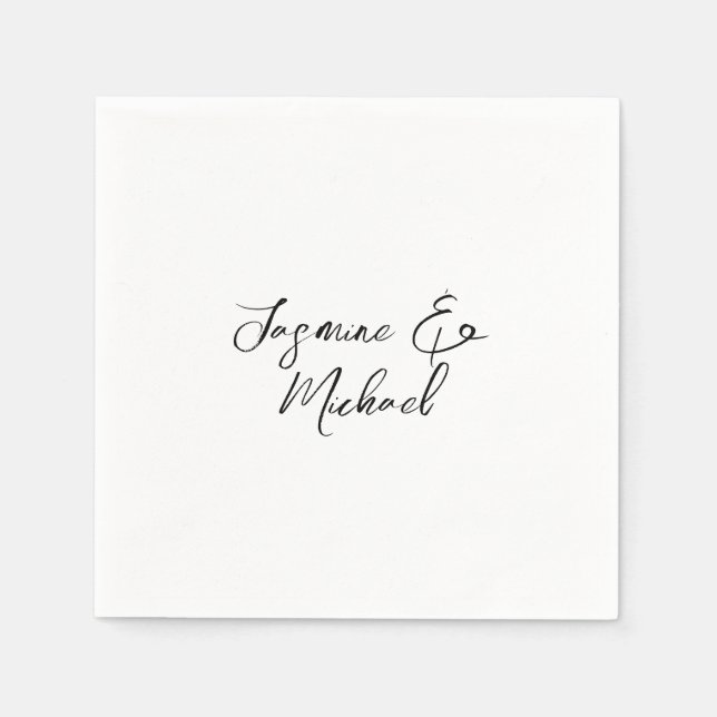 Lovely Chic Calligraphy Names Weddings Napkin (Front)