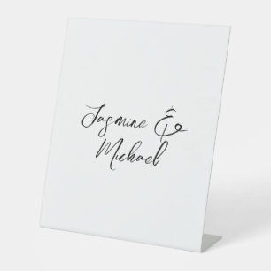 Lovely Chic Calligraphy Names Weddings Pedestal Sign