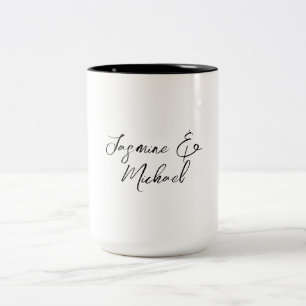 Lovely Chic Calligraphy Names Weddings Two-Tone Coffee Mug