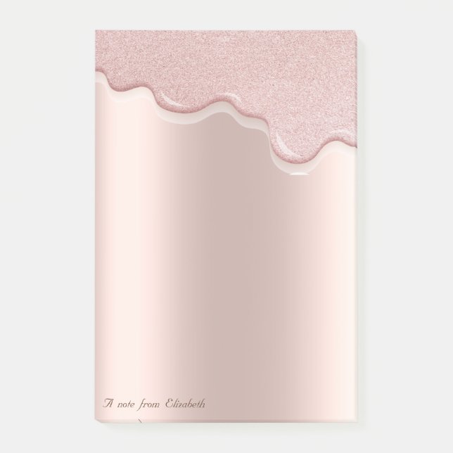 Lovely Chic Elegant Rose Gold Glitter Drips  Post-it Notes (Front)
