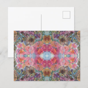 Lovely Chic Flower Garden Watercolor Painting  Postcard