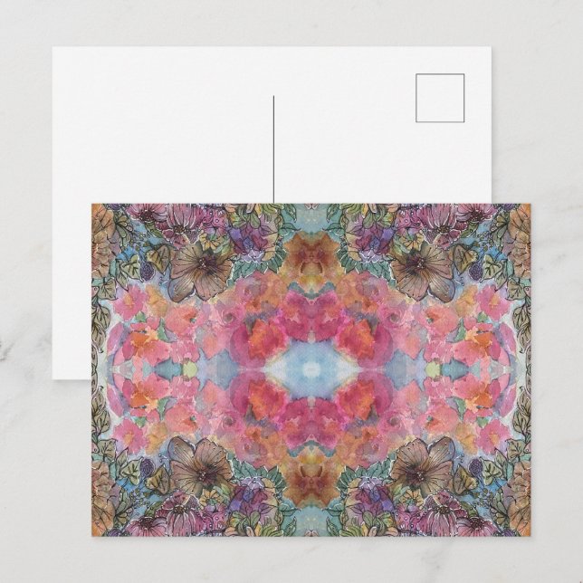 Lovely Chic Flower Garden Watercolor Painting  Postcard (Front/Back)