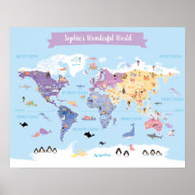 Lovely Children World Map with Illustrations