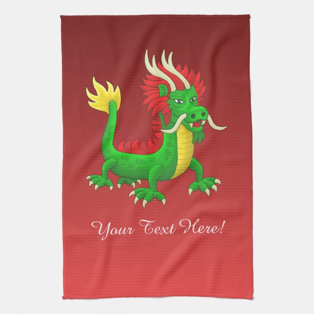 Lovely Chinese New Year Dragon Tea Towel (Vertical)