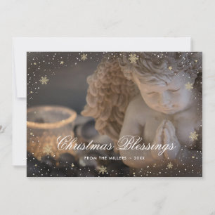 Lovely Christian Angel Snowflakes Christmas Holiday Card
